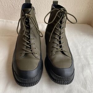Men's Camper Pix olive and black lace up ankle boots with zipper Size 11/ EU 45